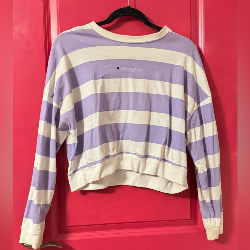 Champion Women's Purple and White Striped Top